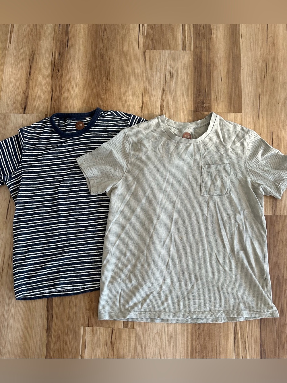 Common People Men's Casual Medium Striped Navy T-Shirt & Light Pocket Tee